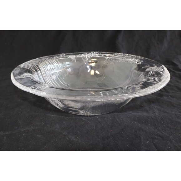 Vintage 1980's Two Piece Serving Set Platter & Bowl Clear Glass Cat Fish Leaf - Picture 4 of 10